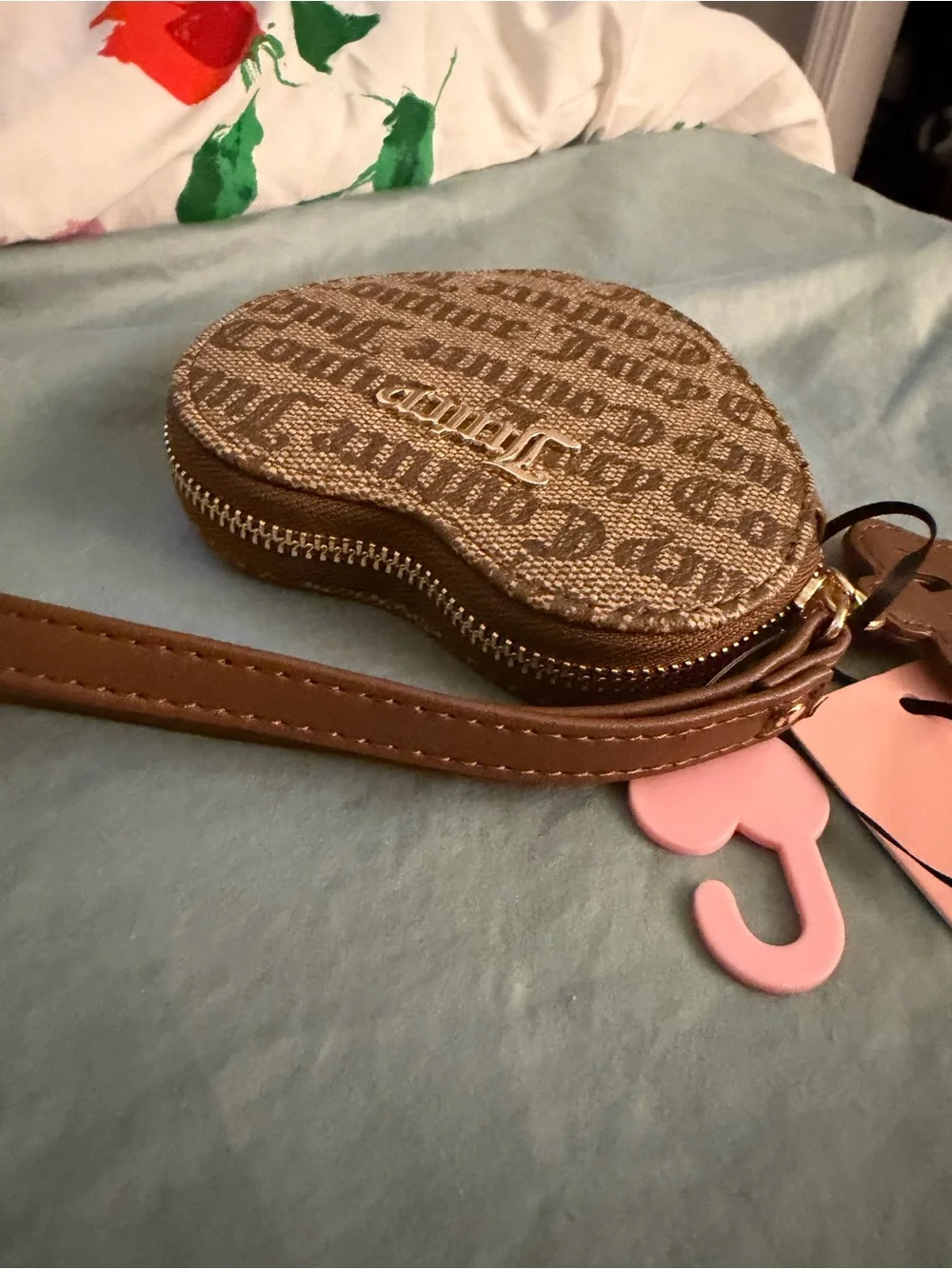 Juicy Couture Brown Heart Wristlet Coin Purse NWT